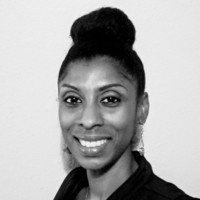 Black and white professional portrait of Randie